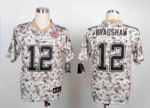  Steelers #12 Terry Bradshaw Camo Men's Stitched NFL Elite USMC Jersey