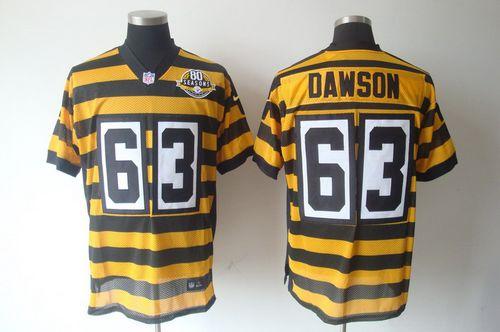  Steelers #63 Dermontti Dawson Yellow/Black 80TH Anniversary Throwback Men's Stitched NFL Elite Jersey