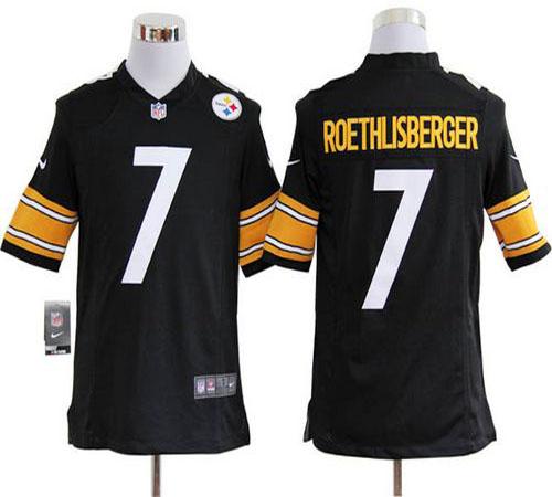  Steelers #7 Ben Roethlisberger Black Team Color Men's Stitched NFL Game Jersey