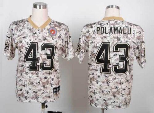  Steelers #43 Troy Polamalu Camo Men's Stitched NFL Elite USMC Jersey