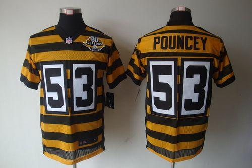 Steelers #53 Maurkice Pouncey Yellow/Black Alternate 80TH Throwback Men's Stitched NFL Elite Jersey