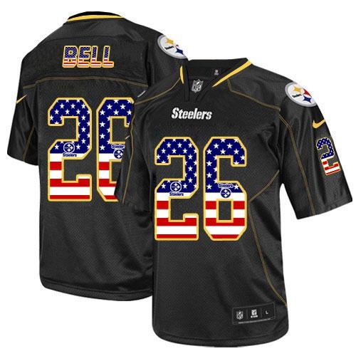  Steelers #26 Le'Veon Bell Black Team Color Men's Stitched NFL Elite USA Flag Fashion Jersey