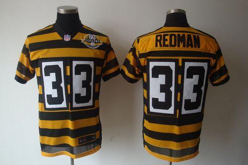  Steelers #33 Isaac Redman Yellow/Black Alternate 80TH Throwback Men's Stitched NFL Elite Jersey