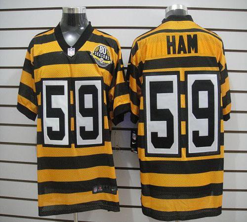  Steelers #59 Jack Ham Yellow/Black Alternate 80TH Throwback Men's Stitched NFL Elite Jersey
