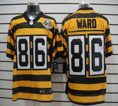  Steelers #86 Hines Ward Yellow/Black Alternate 80TH Throwback Men's Stitched NFL Elite Jersey
