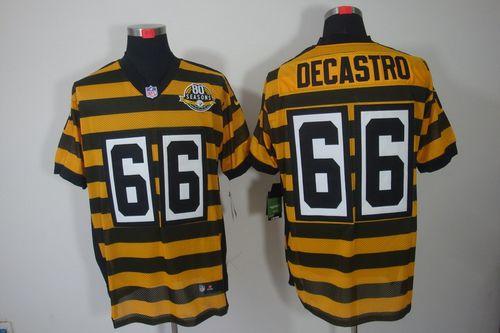  Steelers #66 David DeCastro Yellow/Black Alternate 80TH Throwback Men's Stitched NFL Elite Jersey