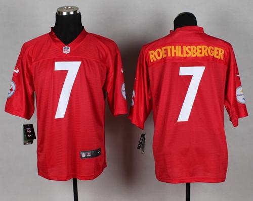  Steelers #7 Ben Roethlisberger Red Men's Stitched NFL Elite QB Practice Jersey
