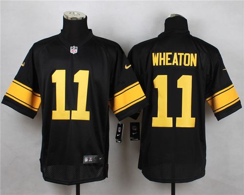  Steelers #11 Markus Wheaton Black(Gold No.) Men's Stitched NFL Elite Jersey
