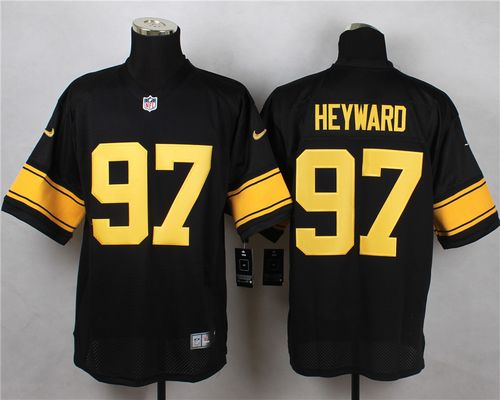  Steelers #97 Cameron Heyward Black(Gold No.) Men's Stitched NFL Elite Jersey