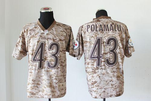  Steelers #43 Troy Polamalu Camo USMC Men's Stitched NFL New Elite Jersey