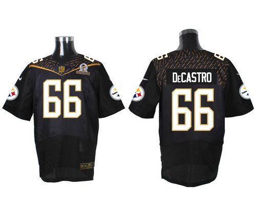  Steelers #66 David DeCastro Black 2016 Pro Bowl Men's Stitched NFL Elite Jersey