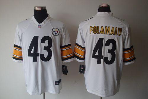  Steelers #43 Troy Polamalu White Men's Stitched NFL Limited Jersey