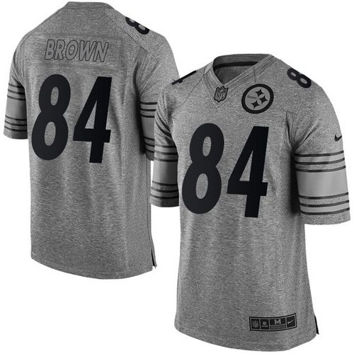  Steelers #84 Antonio Brown Gray Men's Stitched NFL Limited Gridiron Gray Jersey