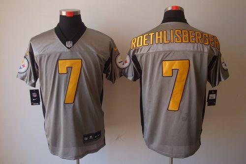  Steelers #7 Ben Roethlisberger Grey Shadow Men's Stitched NFL Elite Jersey