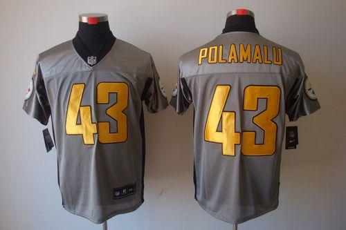  Steelers #43 Troy Polamalu Grey Shadow Men's Stitched NFL Elite Jersey