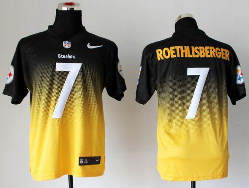  Steelers #7 Ben Roethlisberger Black/Gold Men's Stitched NFL Elite Fadeaway Fashion Jersey