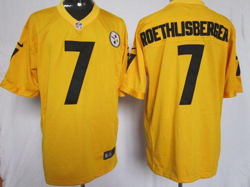  Steelers #7 Ben Roethlisberger Gold Men's Stitched NFL Game Jersey
