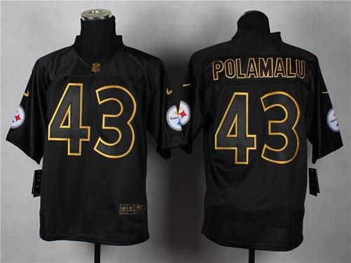  Steelers #43 Troy Polamalu Black Gold No. Fashion Men's Stitched NFL Elite Jersey