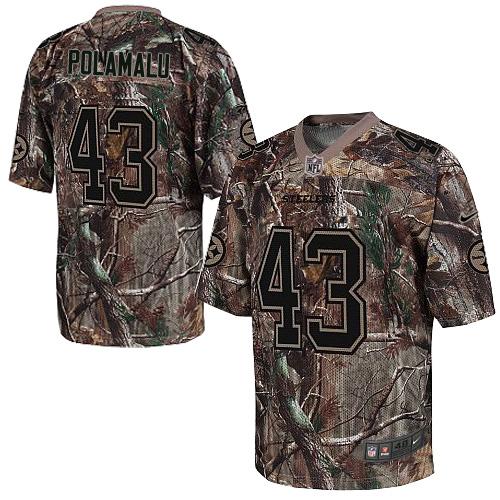  Steelers #43 Troy Polamalu Camo Men's Stitched NFL Realtree Elite Jersey