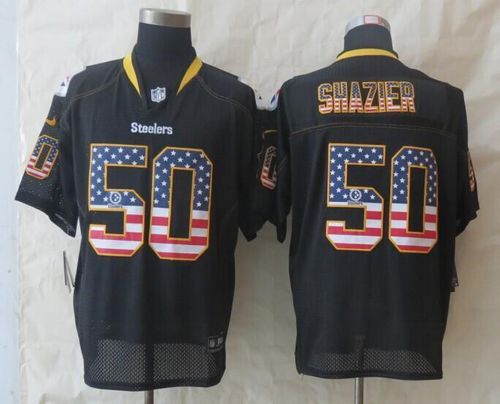 Steelers #50 Ryan Shazier Black Men's Stitched NFL Elite USA Flag Fashion Jersey