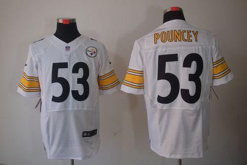  Steelers #53 Maurkice Pouncey White Men's Stitched NFL Elite Jersey