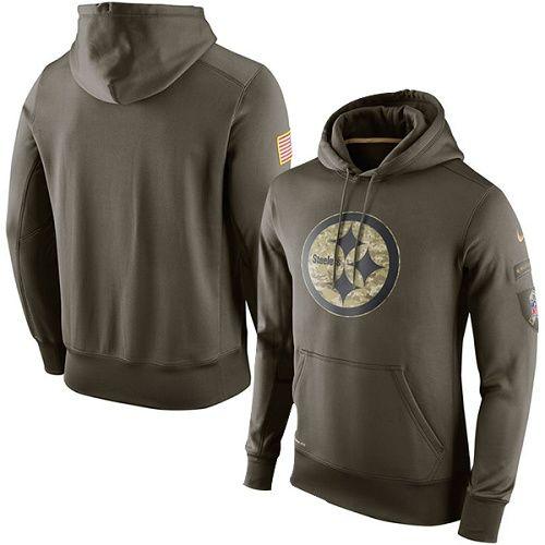 Men's Pittsburgh Steelers  Olive Salute To Service KO Performance Hoodie