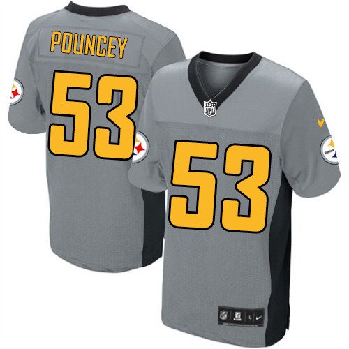  Steelers #53 Maurkice Pouncey Grey Shadow Men's Stitched NFL Elite Jersey