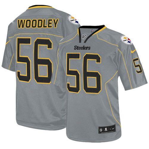  Steelers #56 LaMarr Woodley Lights Out Grey Men's Stitched NFL Elite Jersey