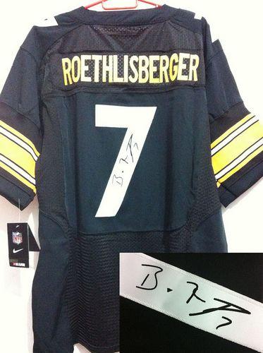  Steelers #7 Ben Roethlisberger Black Team Color Men's Stitched NFL Elite Autographed Jersey