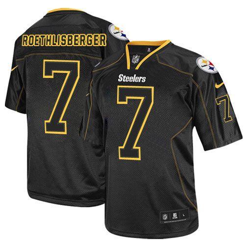  Steelers #7 Ben Roethlisberger Lights Out Black Men's Stitched NFL Elite Jersey