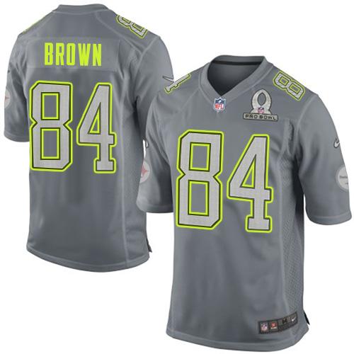  Steelers #84 Antonio Brown Grey Pro Bowl Men's Stitched NFL Elite Team Sanders Jersey