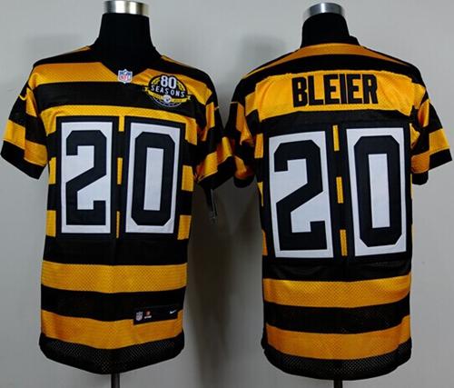  Steelers #20 Rocky Bleier Yellow/Black Alternate 80TH Throwback Men's Stitched NFL Elite Jersey
