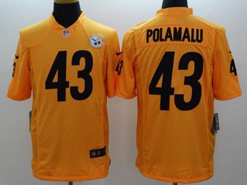  Steelers #43 Troy Polamalu Gold Men's Stitched NFL Limited Jersey