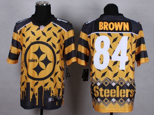  Steelers #84 Antonio Brown Gold Men's Stitched NFL Elite Noble Fashion Jersey