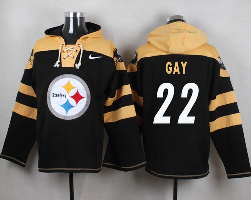  Steelers #22 William Gay Black Player Pullover NFL Hoodie