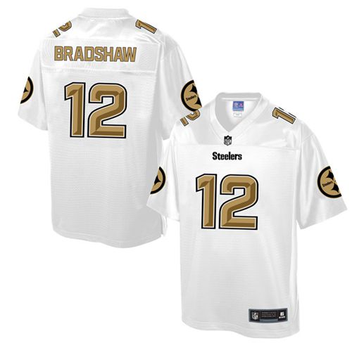  Steelers #12 Terry Bradshaw White Men's NFL Pro Line Fashion Game Jersey
