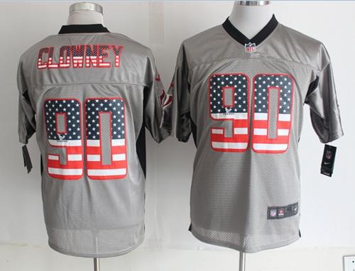  Texans #90 Jadeveon Clowney Grey Men's Stitched NFL Elite USA Flag Fashion Jersey