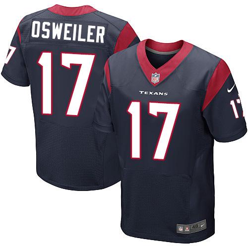  Texans #17 Brock Osweiler Navy Blue Team Color Men's Stitched NFL Elite Jersey