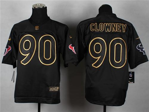  Texans #90 Jadeveon Clowney Black Gold No. Fashion Men's Stitched NFL Elite Jersey