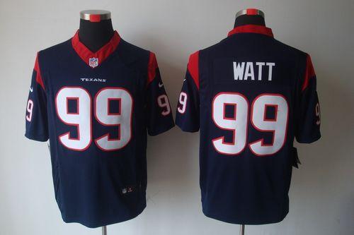  Texans #99 J.J. Watt Navy Blue Team Color Men's Stitched NFL Limited Jersey