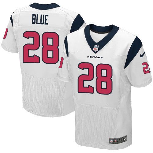  Texans #28 Alfred Blue White Men's Stitched NFL Elite Jersey
