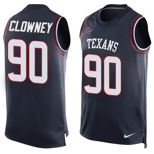  Texans #90 Jadeveon Clowney Navy Blue Team Color Men's Stitched NFL Limited Tank Top Jersey