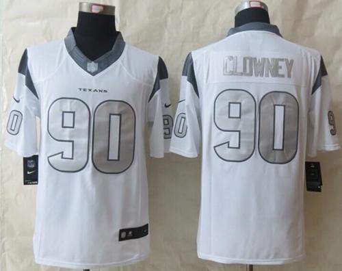  Texans #90 Jadeveon Clowney White Men's Stitched NFL Limited Platinum Jersey
