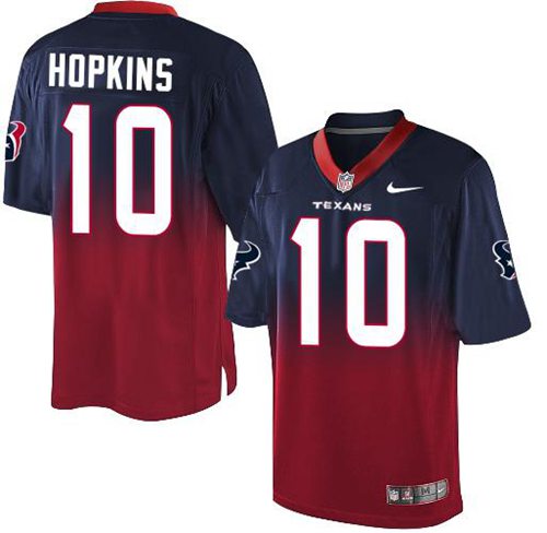  Texans #10 DeAndre Hopkins Navy Blue/Red Men's Stitched NFL Elite Fadeaway Fashion Jersey