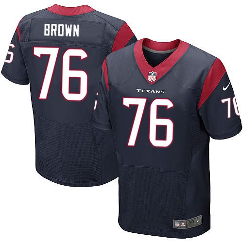  Texans #76 Duane Brown Navy Blue Team Color Men's Stitched NFL Elite Jersey