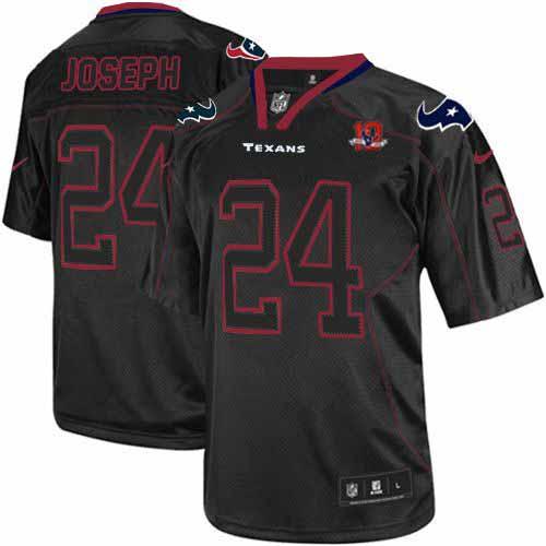  Texans #24 Johnathan Joseph Lights Out Black With 10th Patch Men's Stitched NFL Elite Jersey