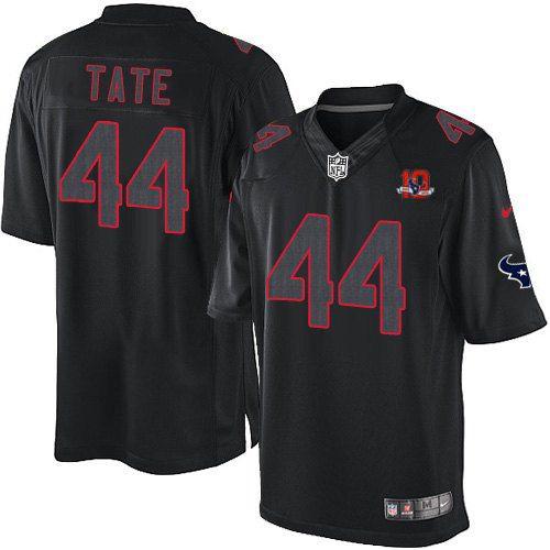  Texans #44 Ben Tate Black With 10th Patch Men's Stitched NFL Impact Limited Jersey