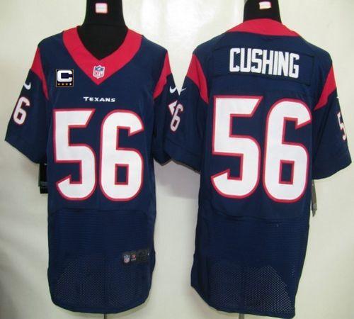  Texans #56 Brian Cushing Navy Blue Team Color With C Patch Men's Stitched NFL Elite Jersey