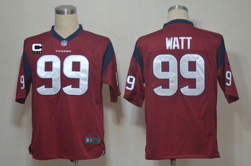  Texans #99 J.J. Watt Red Alternate With C Patch Men's Stitched NFL Game Jersey