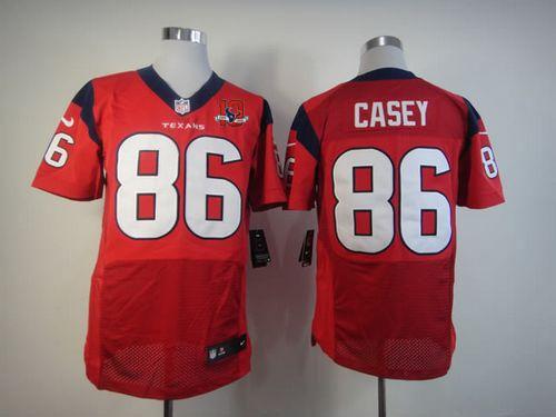  Texans #86 James Casey Red Alternate With 10th Patch Men's Stitched NFL Elite Jersey